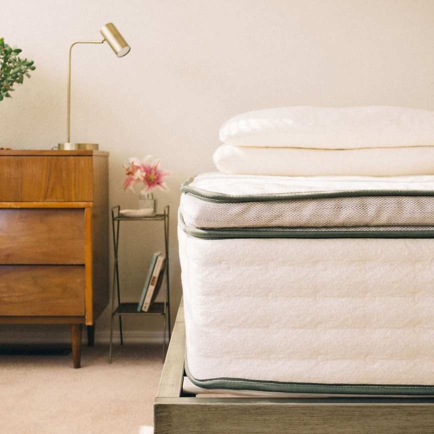 Corner of an Avocado Green Mattress.