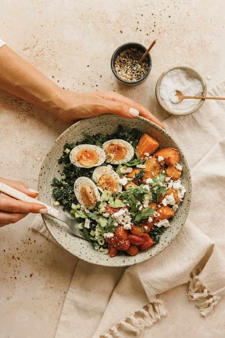 Savory Sweet Potato and Jammy Egg Breakfast Bowl for January Bliss