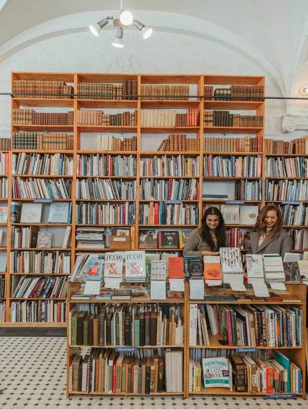 Woman in bookstore.