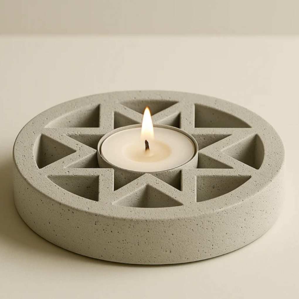Star shaped gray tealight holder