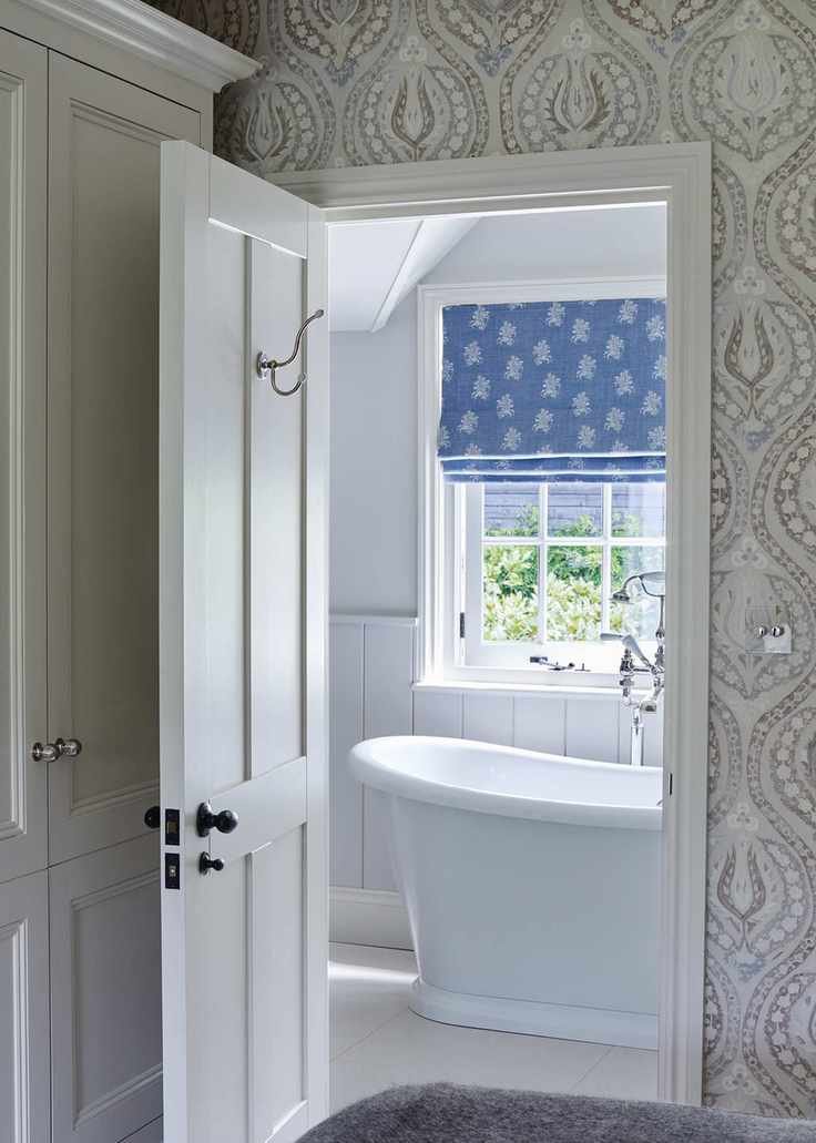Bright bathroom with Roman blind