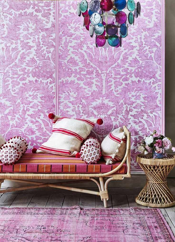 Totty Lowther Interiors' Pomegranate wallpaper in Persian Pink