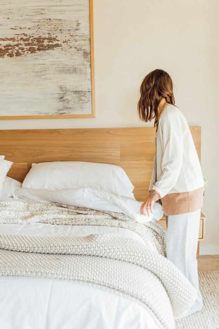 making the bed