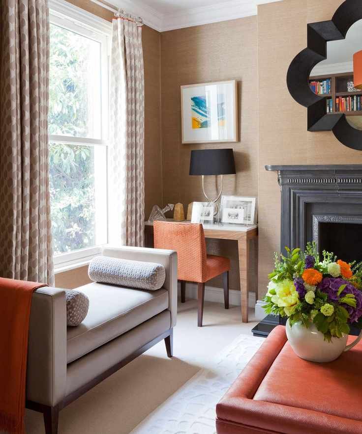 living room decorated in warm tones