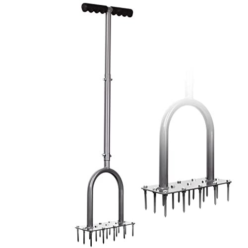 Walensee Lawn Aerator Spike Metal Manual Dethatching Soil Aerating Lawn With 15 Iron Spikes, Pre-Assembled Grass Aerator Tools for Yard, Lawn Aeration, Garden Tool, Revives Lawn Health, Patented