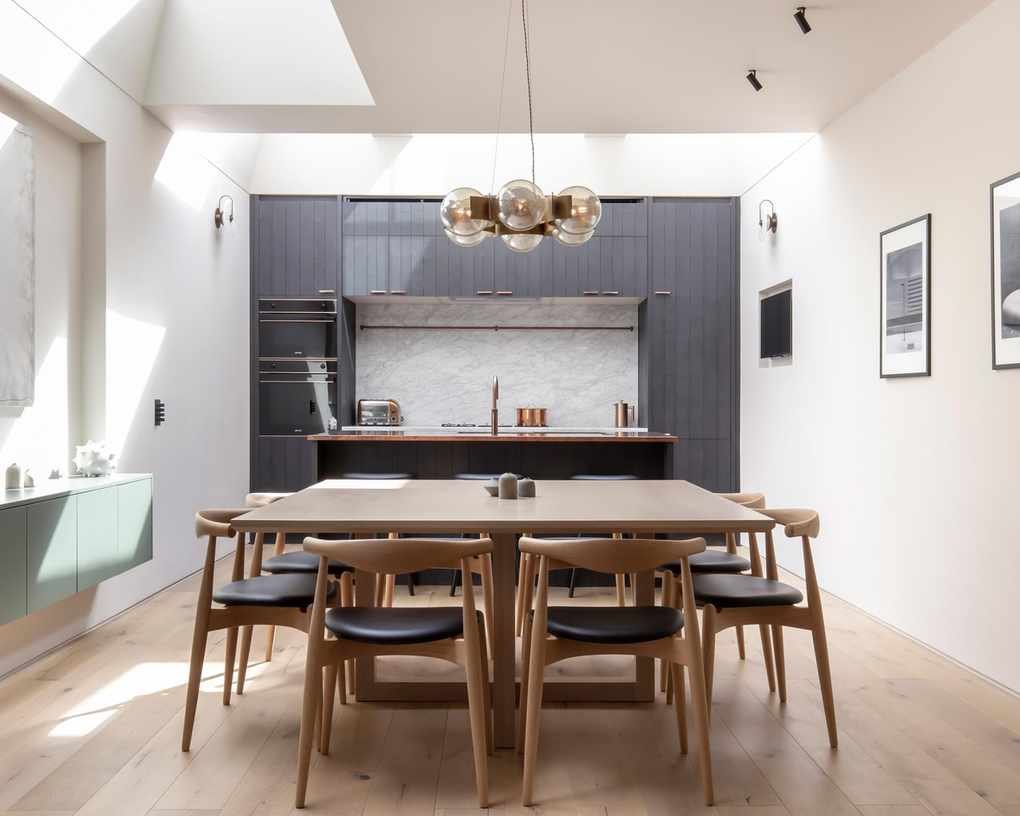 A Kitchen remodel with a glass ceiling
