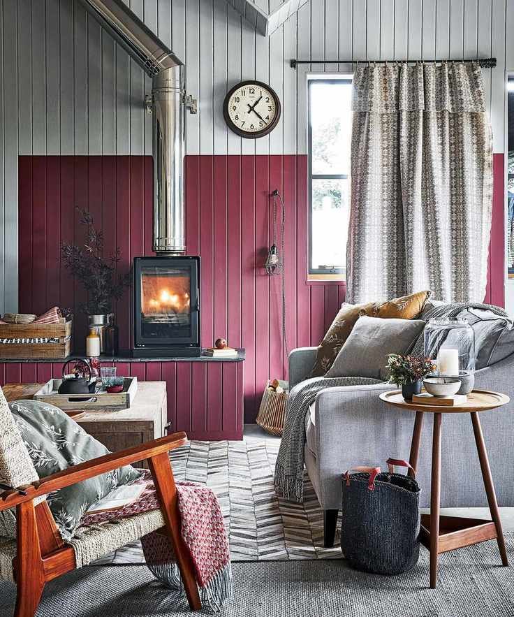 Living room with a raised wood burner