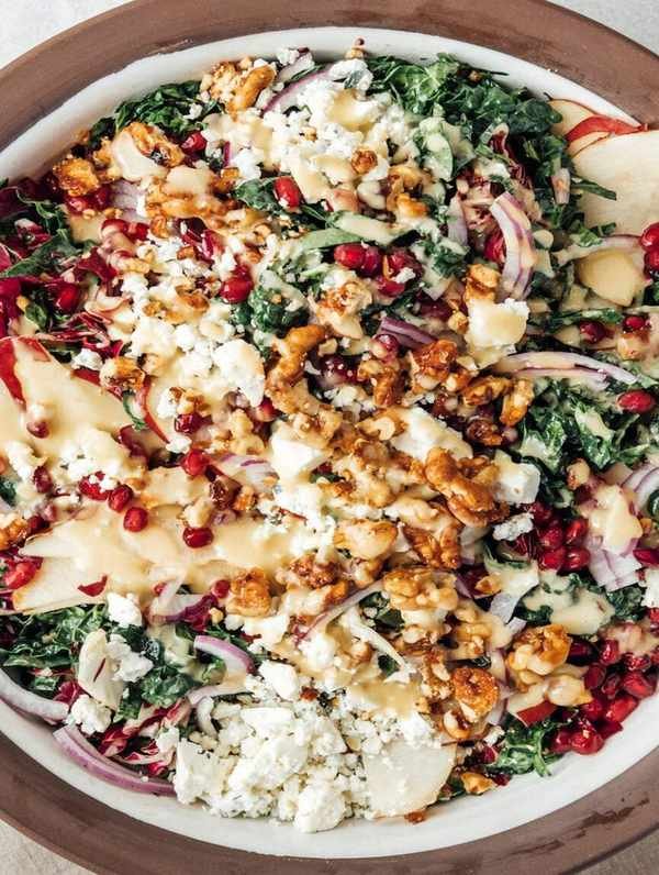 Holiday Chopped Kale Salad with Mustard Shallot Vinaigrette