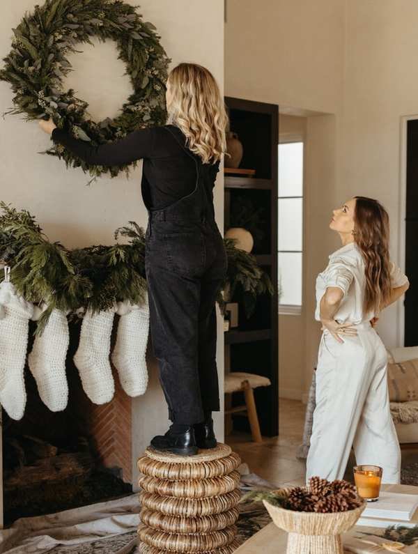 Holiday Decor 2023-Christmas Mantel with evergreen