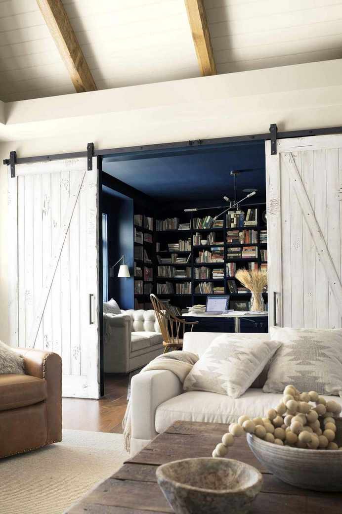 Desk hidden behind sliding doors