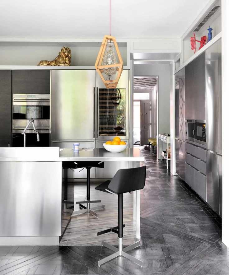 sleek stainless steel kitchen setup