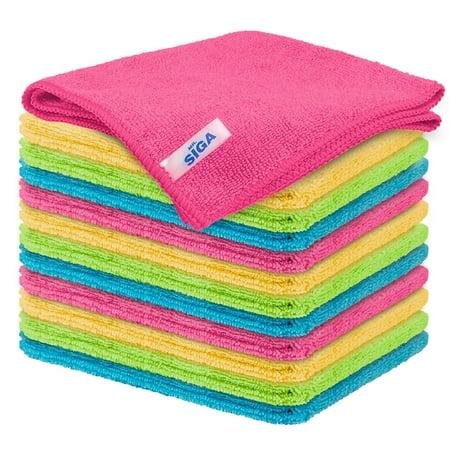 Mr.siga Microfiber Cleaning Cloth for Kitchen, Household & Car Cleaning, Pack of 12, Size: 12.6" X 12.6"