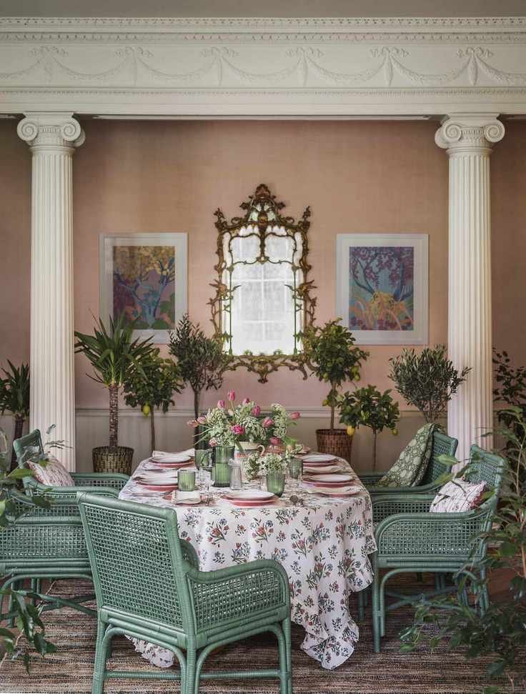 Charming pink dining room