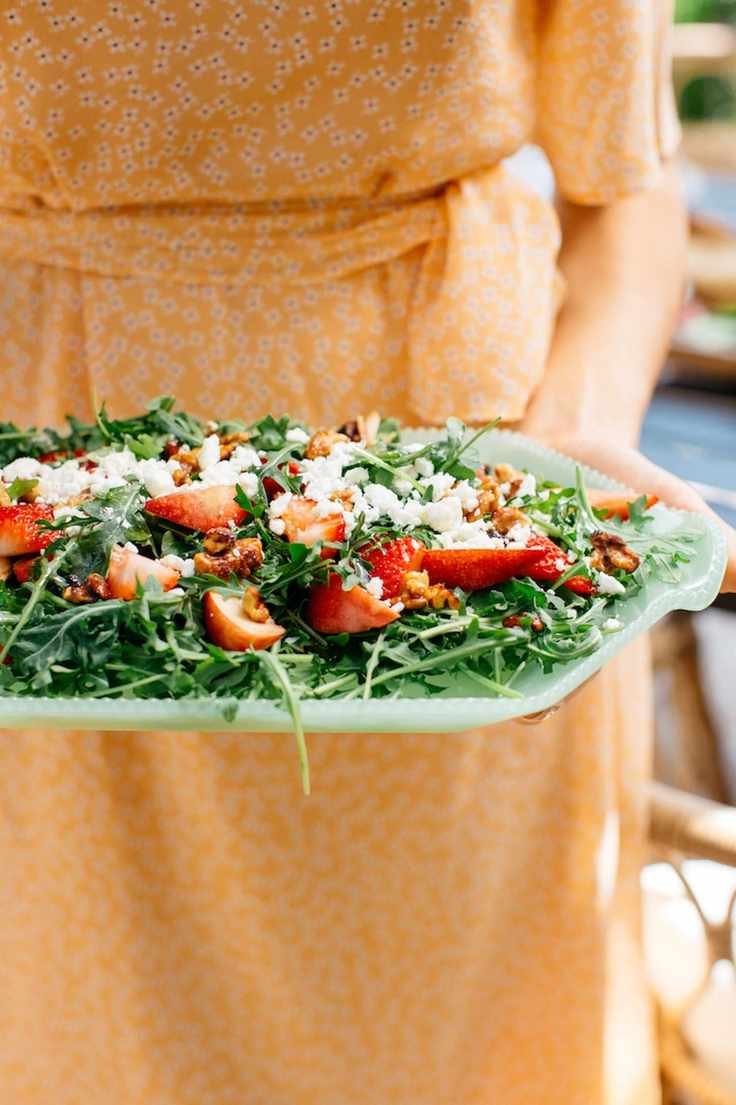 Spring Strawberry and Arugula Salad with Fresh Herbs and Goat Cheese