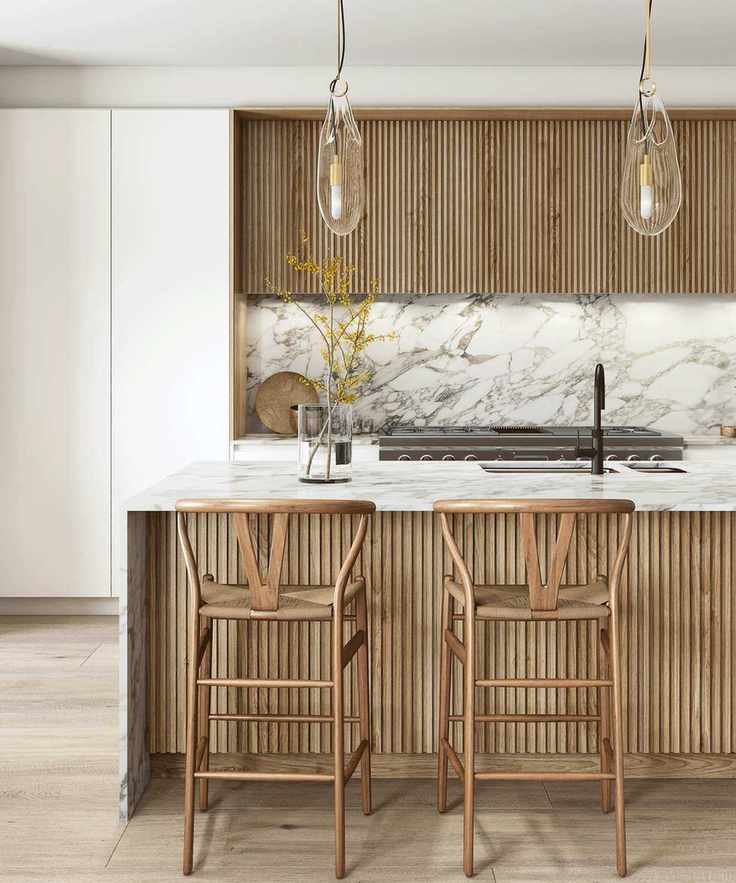 Fluted wooden kitchen