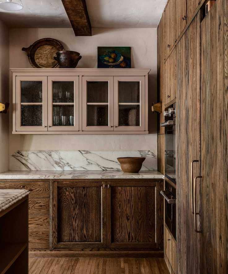 Wood kitchen cabinet ideas with brown painted cupboards