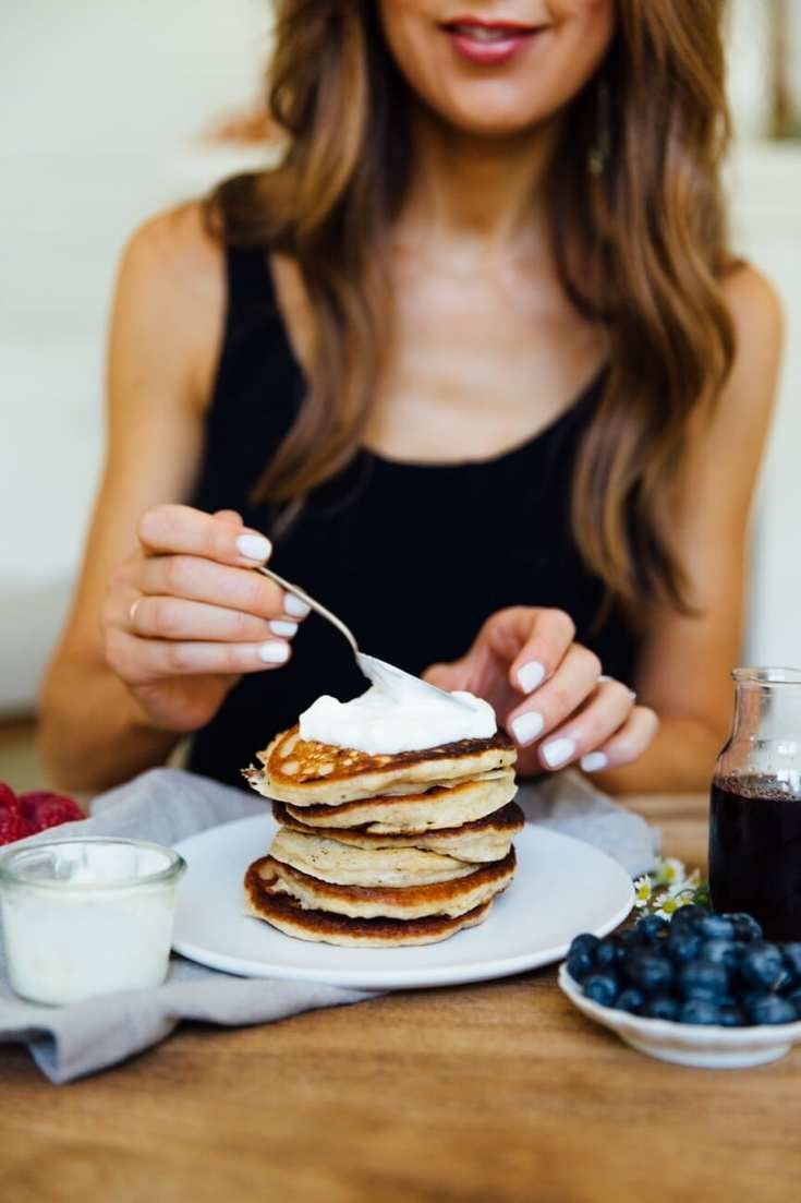 protein-packed pancakes in process