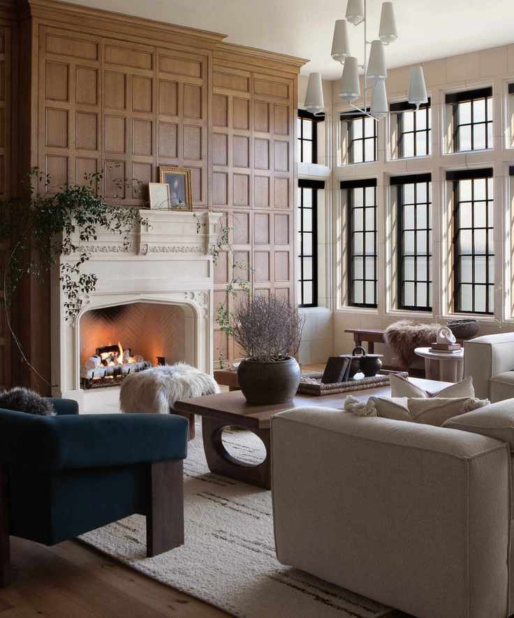 cozy living room with earthy colors and textures
