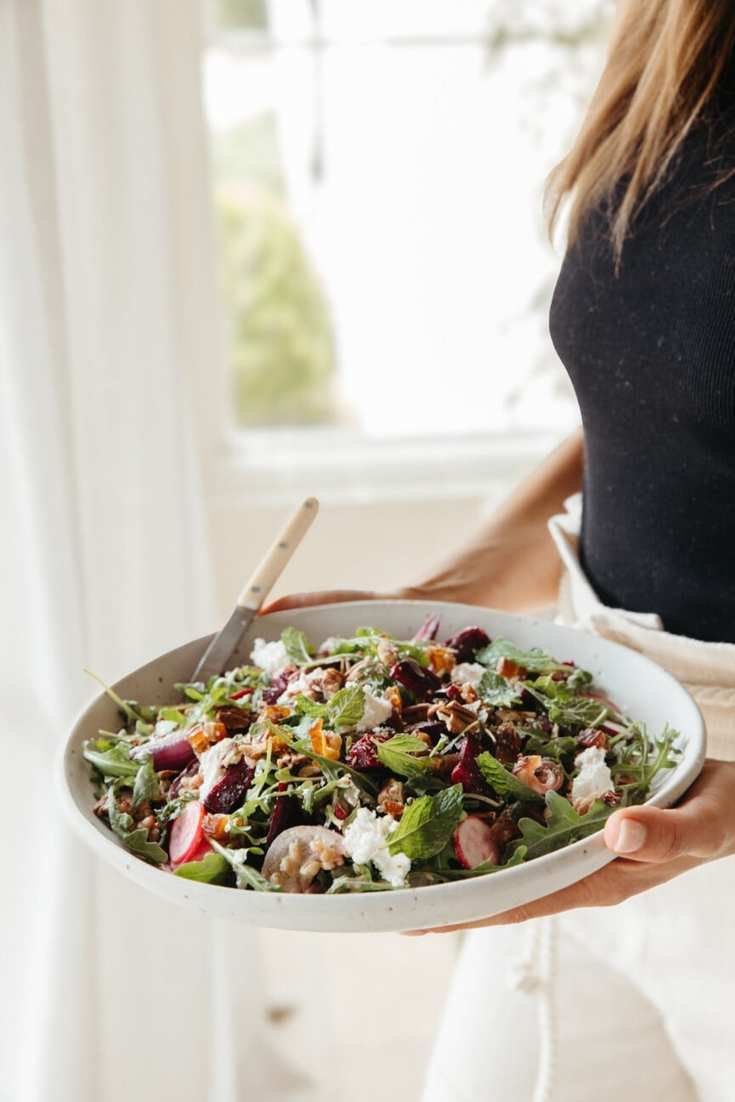 beet farro goat cheese salad