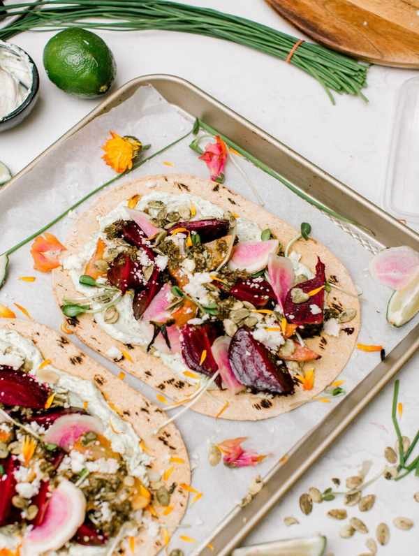 Vibrant Roasted Beet Tostadas with Creamy Avocado Topping