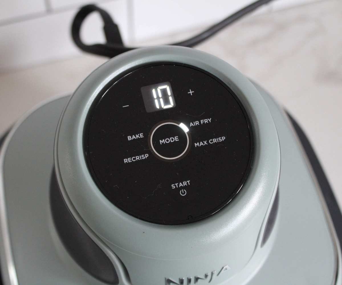 The control panel on the Ninja Crispi Portable Glass Air Fryer