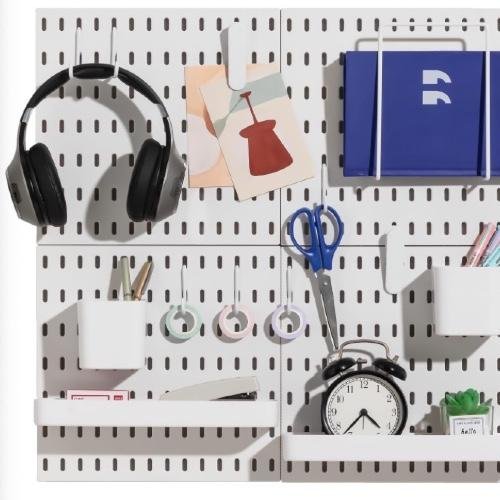 Keep Pegboard Combination Kit with Accessories, Modular, White 22