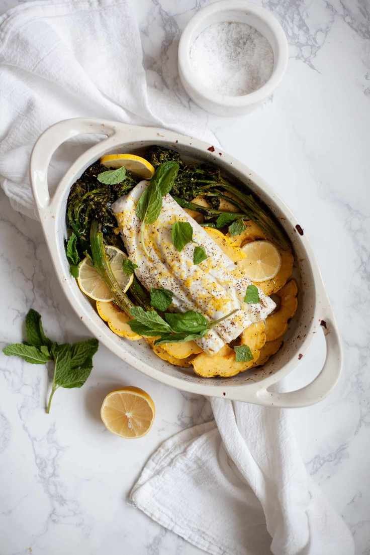 Slow Roasted Cod with Broccolini and Squash for a Flavorful Dinner